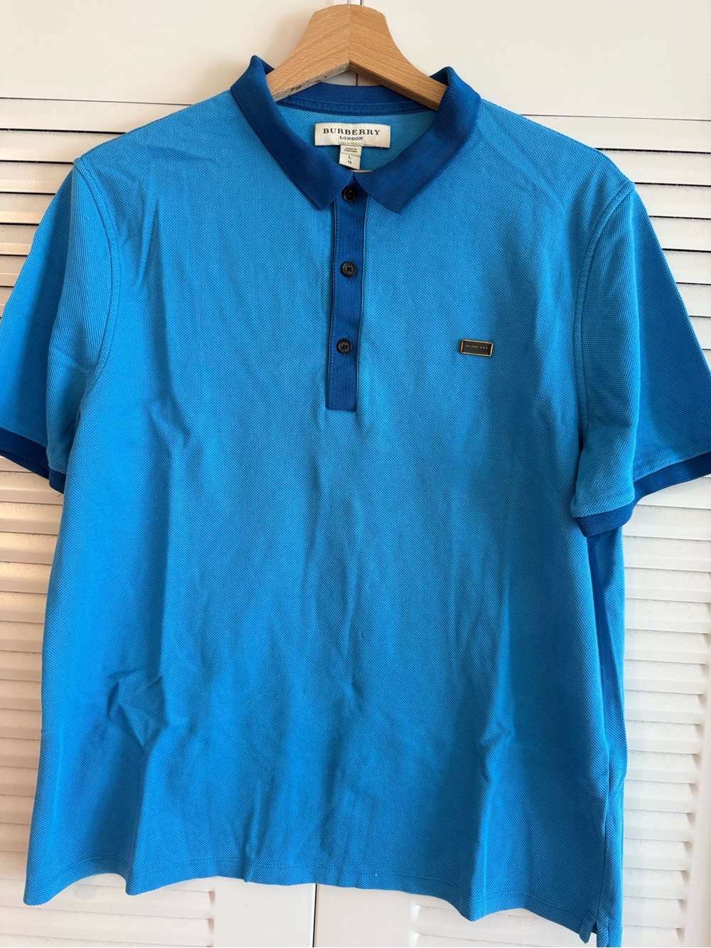 Burberry Men’s Bright Turquoise Polo with Dark Trim